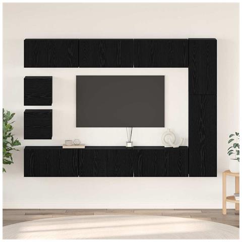 Set mobile TV 10 pcs Rovere nero Legno multistrato - Foto 2