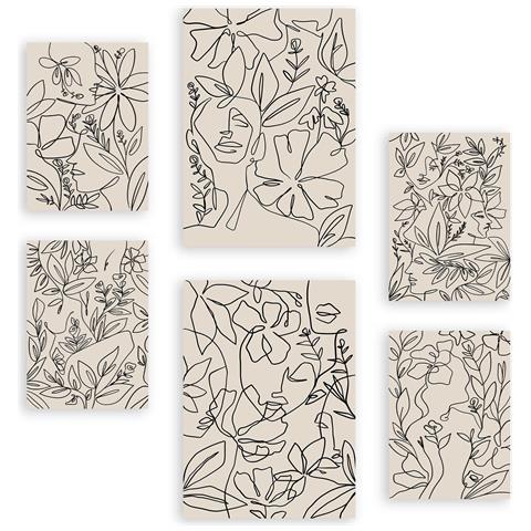 Set Di 6 Stampe Ruffenrahmen 2 In Flower Abstract Aesthetic Decorative Paintings For Your Living Room, Bedroom, Home A3 & A4 Senza Cornice - Foto 1