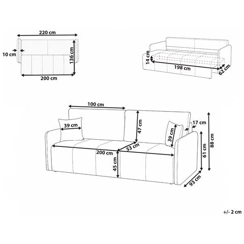Divano Letto 3 Posti Egge Velluto Marrone Chiaro - Foto 6