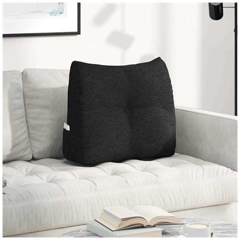Cuscino per Schiena Nero 60 x 24 x 50 cm Tessuto - Foto 2