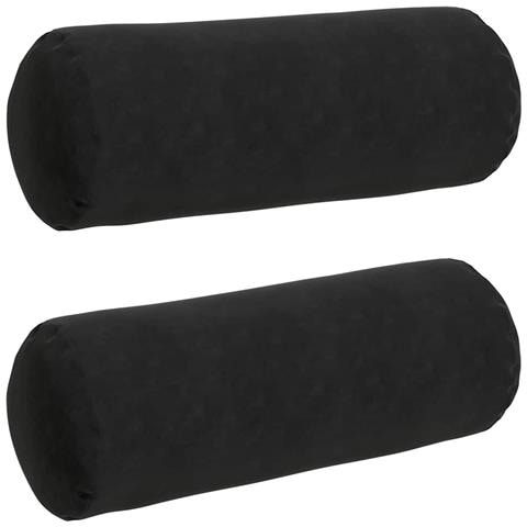 Cuscini a rullo 2 pcs Nero Ø 25 x 70 cm Tessuto in Cords - Foto 1