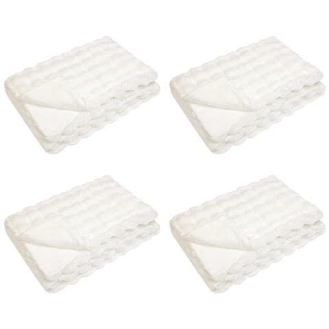 Coperta in Pelliccia di Coniglio Finta 4 pcs Bianco - Foto 1