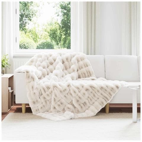 Coperta in Pelliccia di Coniglio Finta 4 pcs Bianco - Foto 2