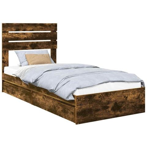 Letto con Contenitore Rovere fumé 75 x 190 cm Legno multistrato - Foto 1