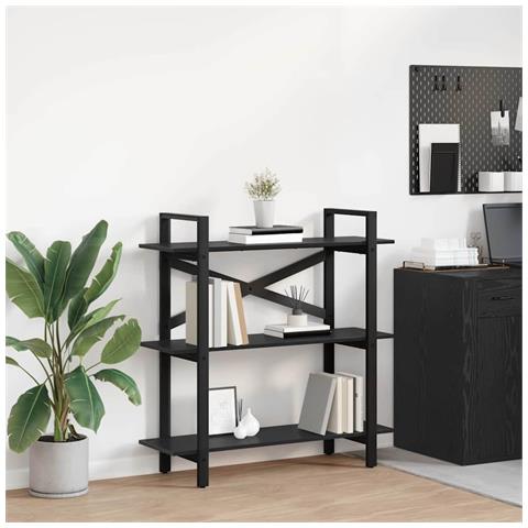 Libreria Rovere Nero 100 x 33,5 x 102 cm Legno multistrato - Foto 2