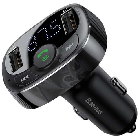 Caricatore Doppia Porta Usb Per Auto Con Trasmettitore Fm E Bluetooth, Nero - Foto 1