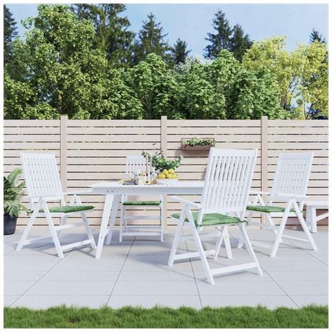 Cuscini per sedie 4 pcs Verde e Bianco 50 x 50 x 4 cm - Foto 2