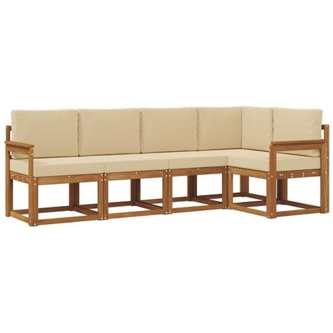 Set di divani con cuscino 5 pcs Naturale e Beige - Foto 1