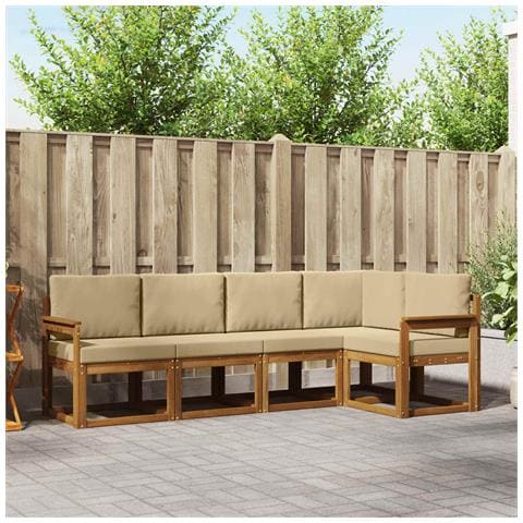 Set di divani con cuscino 5 pcs Naturale e Beige - Foto 2