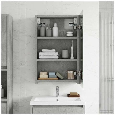 Mobiletto per specchio da bagno con lo scaffale Grigio cemento - Foto 2