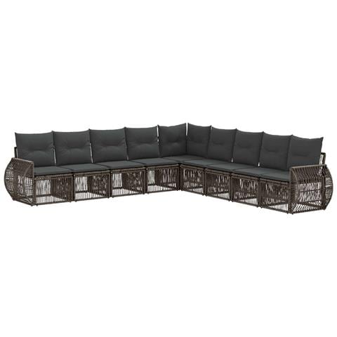 Set Divano da Giardino 9 pcs Grigio e Grigio Scuro polyrattan - Foto 1