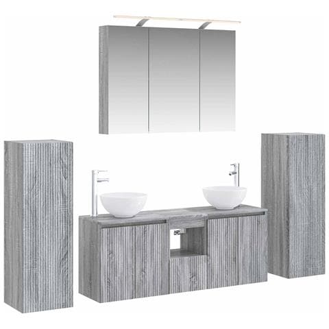 Set di mobili per il bagno 6 pcs Sonoma grigio - Foto 1