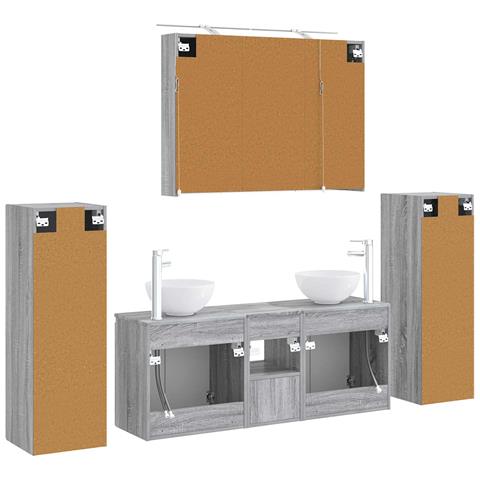 Set di mobili per il bagno 6 pcs Sonoma grigio - Foto 9