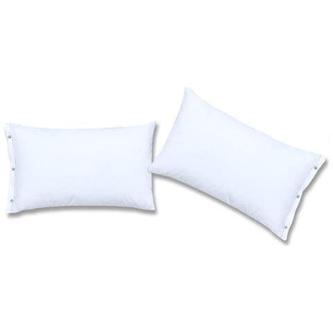 Coppia 2 Federe Cuscino Letto 100% Cotone Tinta Unita Sfoderabile Bottoni Laterali Federe Bianco - Foto 1