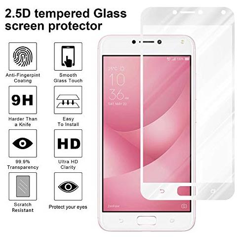 Pellicola Armatura A Schermo Intero Compatibile Con Asus Zenfone 4 Max (5,5 Zoll) In Trasparente Con Bianco - Vetro Temperato (tempered) Di Protezione Del Display In Durezza 9h Con 3d Touch - Foto 2