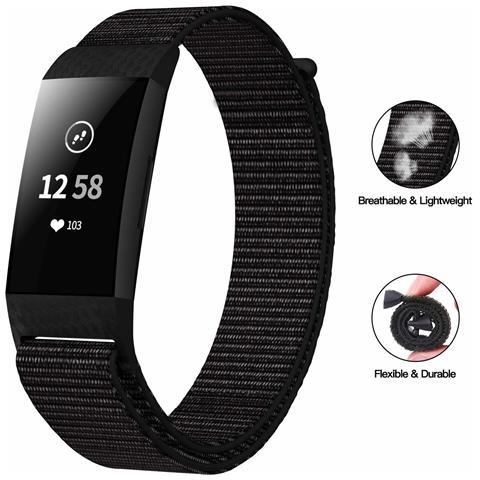 Bracciale Fitbit Charge 3/4 In Nylon Nero - Foto 10