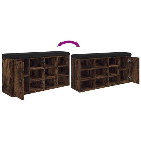 Panca Porta Scarpe Rovere Fumo 102x32x50 Cm Legno Multistrato - Foto 9