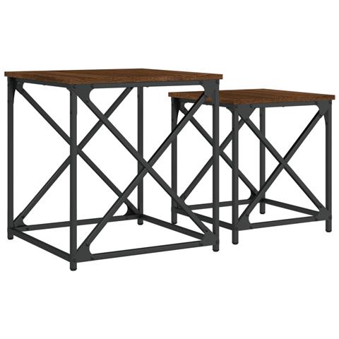 Tavolini Impilabili 2 Pz Rovere Marrone In Legno Multistrato - Foto 2