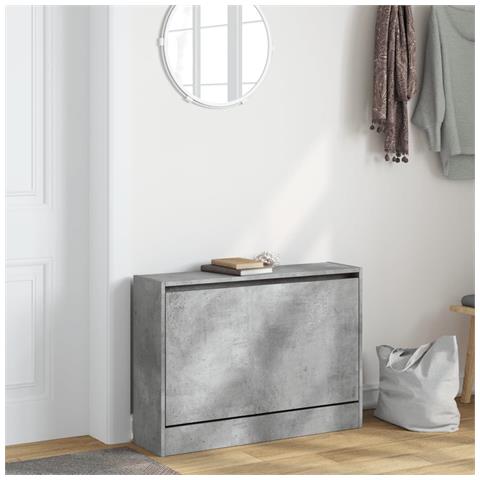 Scarpiera Grigio Cemento 80x21x57 Cm In Legno Multistrato - Foto 3