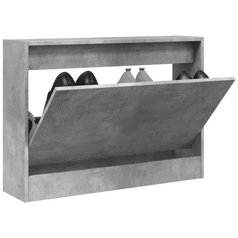 Scarpiera Grigio Cemento 80x21x57 Cm In Legno Multistrato - Foto 1