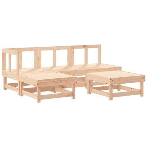 Set Salotto Da Giardino 5 Pz In Legno Massello Di Pino - Foto 2