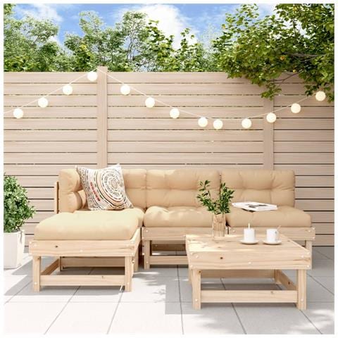 Set Salotto Da Giardino 5 Pz In Legno Massello Di Pino - Foto 1