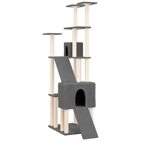 Albero Per Gatti Con Tiragraffi In Sisal Grigio Scuro 190 Cm - Foto 1