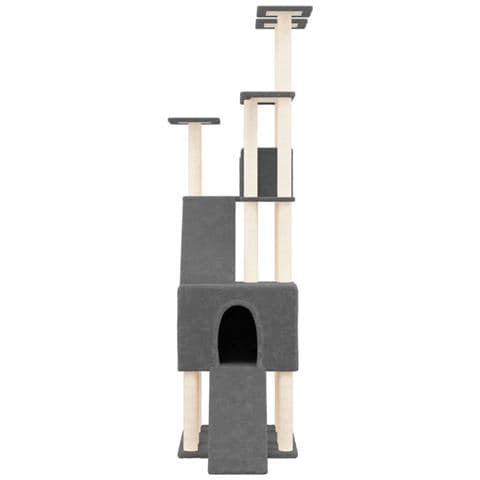 Albero Per Gatti Con Tiragraffi In Sisal Grigio Scuro 190 Cm - Foto 2