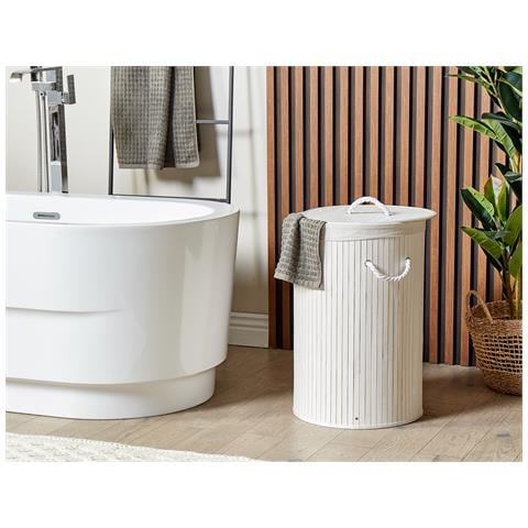 Cestino Sannar Legno Di Bambù Bianco 75 L - Foto 1