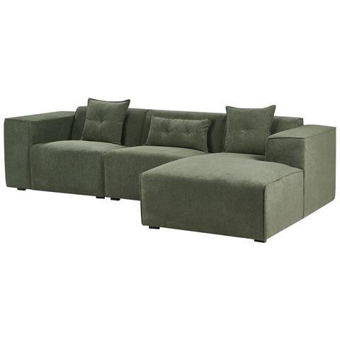 Divano Angolare 3 Posti Dolva Ciniglia Verde Scuro Lato Sinistro - Foto 2