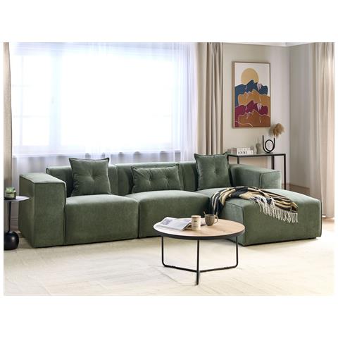 Divano Angolare 3 Posti Dolva Ciniglia Verde Scuro Lato Sinistro - Foto 1