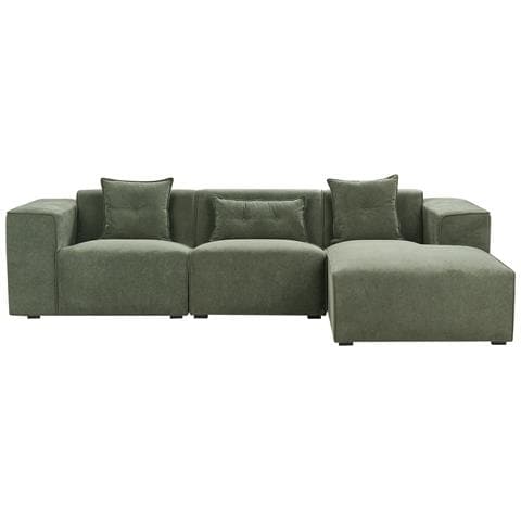 Divano Angolare 3 Posti Dolva Ciniglia Verde Scuro Lato Sinistro - Foto 8