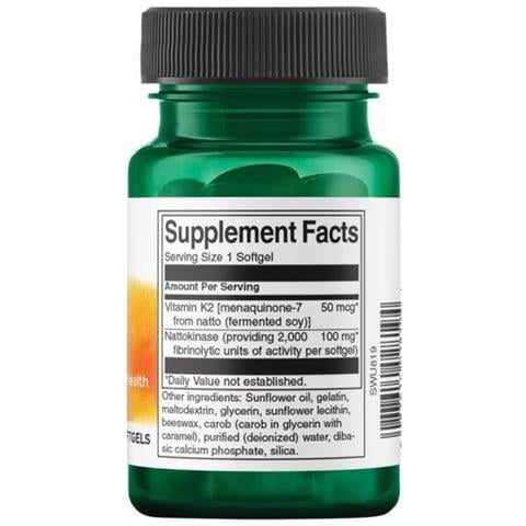 Vitamina K2 50 Mcg - Con Nattokinase 100 Mg 30 Capsule Molli Swanson Health Products - Foto 2