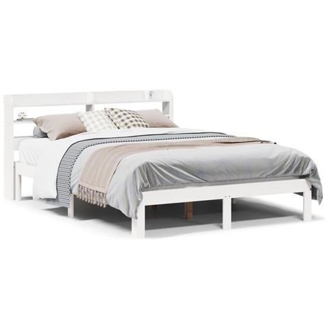 Giroletto Con Testiera Bianco 120x190 Cm Legno Massello Di Pino - Foto 2