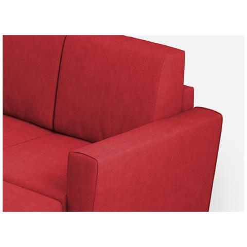 Divano Yasel 3 Posti (tre Sedute Da 60cm) + Pouf Misure Esterne L. 212 P. 155 Colore Rosso - Foto 2