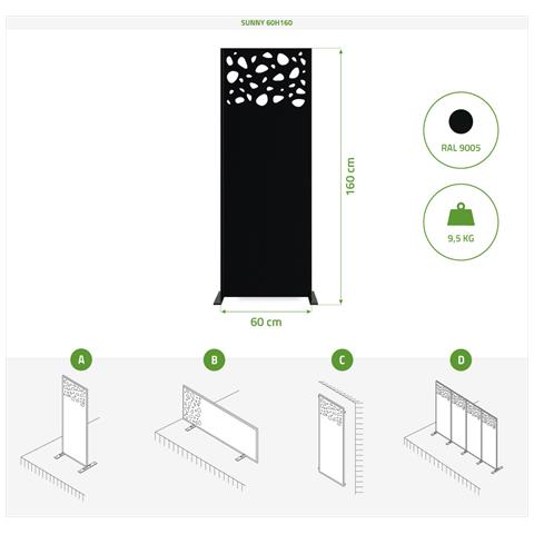 Set Di 2 Pannelli Decorativi Sunny Black H.160cm Motivi - Foto 8