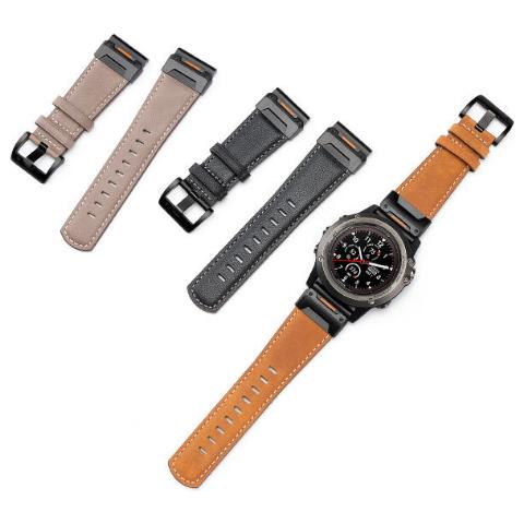 Cinturino In Vera Pelle Per Garmin Fenix 8/7x/7/6/5/965 Gray 26 Mm - Foto 2