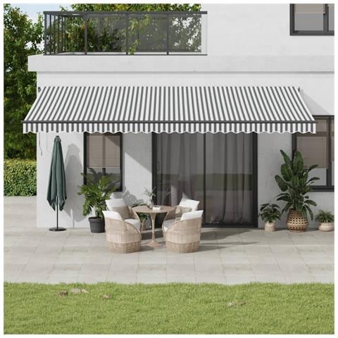 Tenda Retrattile Manuale Con Led Antracite E Bianco 600x350 Cm - Foto 1