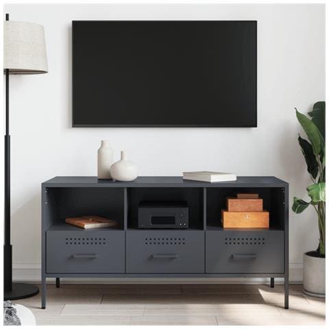Mobile Tv Antracite 100,5x39x50,5 Cm In Acciaio - Foto 3