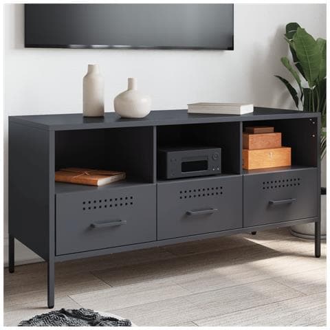 Mobile Tv Antracite 100,5x39x50,5 Cm In Acciaio - Foto 1