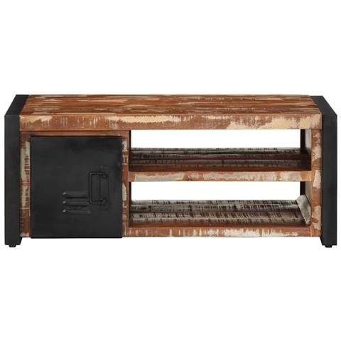 Tavolino Salotto Multicolore 90x50x36cm Legno Massello Recupero - Foto 2