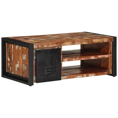 Tavolino Salotto Multicolore 90x50x36cm Legno Massello Recupero - Foto 10