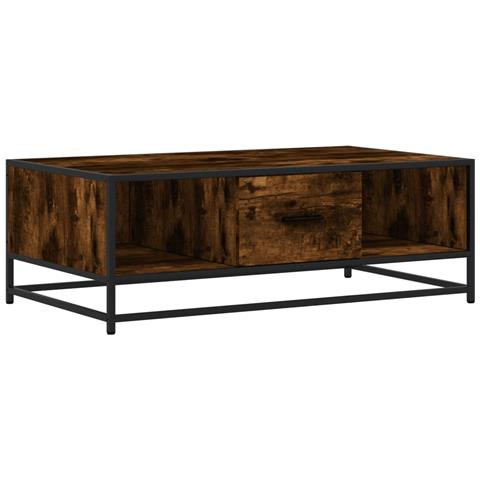 Tavolino Rovere Fumo 100x57x35cm In Legno Multistrato E Metallo - Foto 2