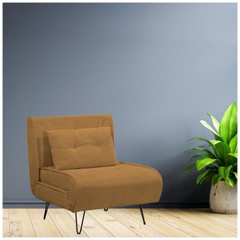 Poltrona Letto Quarzo Senza Braccioli Colore Mostarda Con Piedini In Metallo - Foto 1