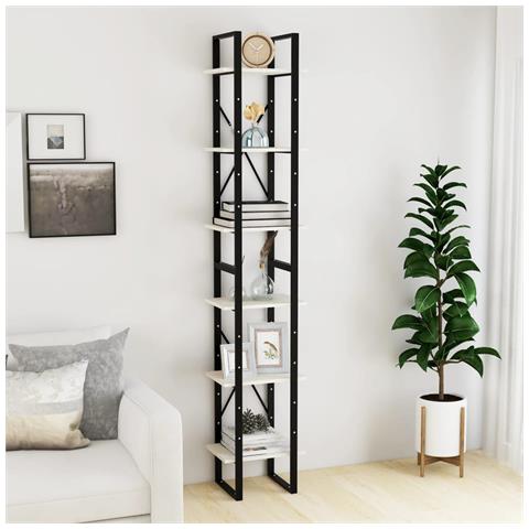 Scaffale Alto Bianco 40x30x210 Cm In Legno Massello Di Pino - Foto 8