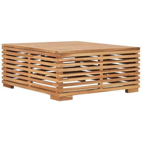 Set Tavolino Poggiapiedi Giardino Cuscino Grigio Scuro In Teak - Foto 1