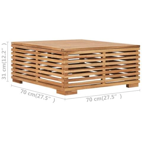Set Tavolino Poggiapiedi Giardino Cuscino Grigio Scuro In Teak - Foto 8