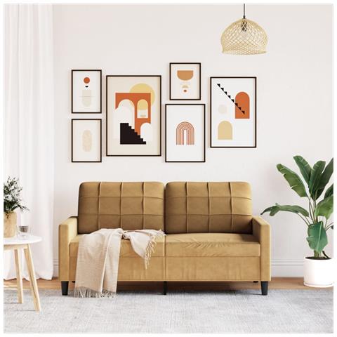 Lusso Casadino -  Divano A 2 Posti Marrone 140 Cm In Velluto - Foto 2