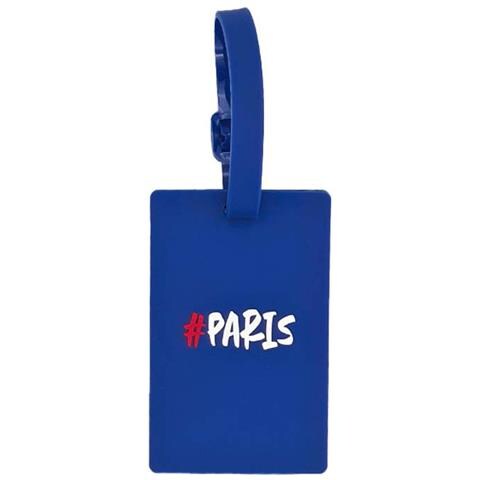 Etichette Per Bagagli In Plastica Resistente Con Motivo A Trama Parigina, Blu - Foto 1