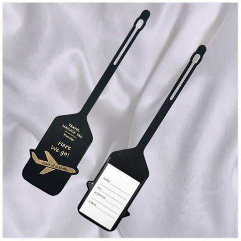Elegante Etichetta Per Bagaglio In Pelle Pu Per Una Facile Identificazione Black - Foto 3
